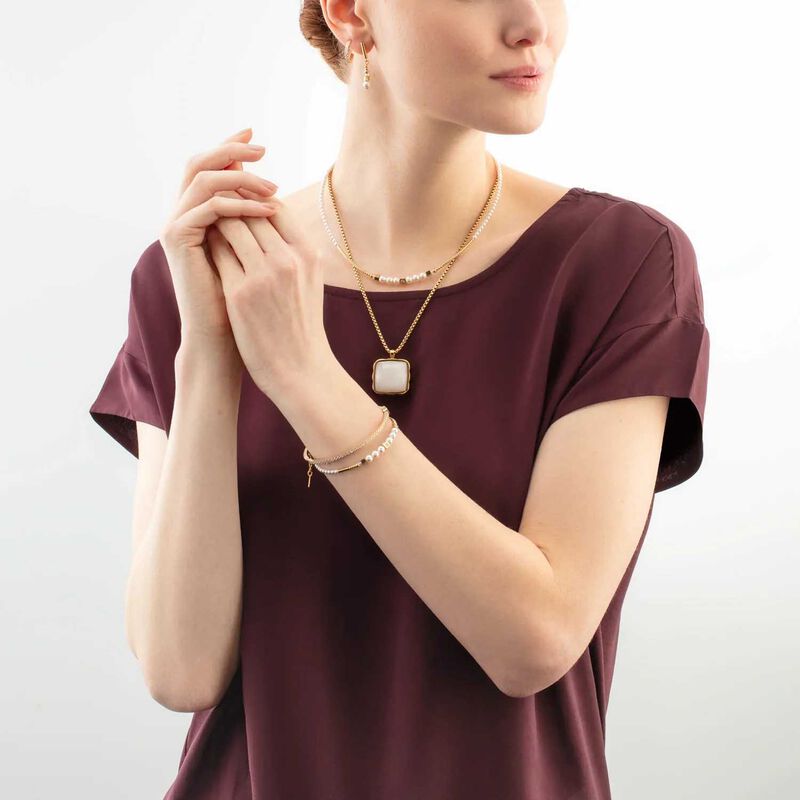 Coeur de Lion Crystal Pearl & Gold Earrings image number 1